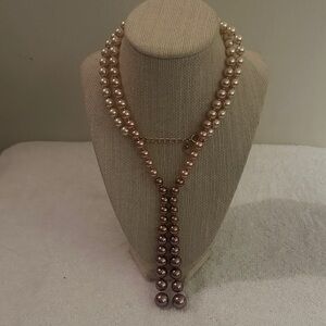 Classic Blush Pearl Lariat Necklace - Women Jewelry